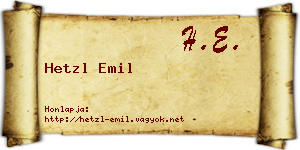 Hetzl Emil névjegykártya